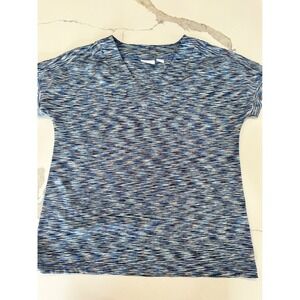Weekends by Chicos Multi Color V Neck Short Sleeve Knit Top Women's Size O S